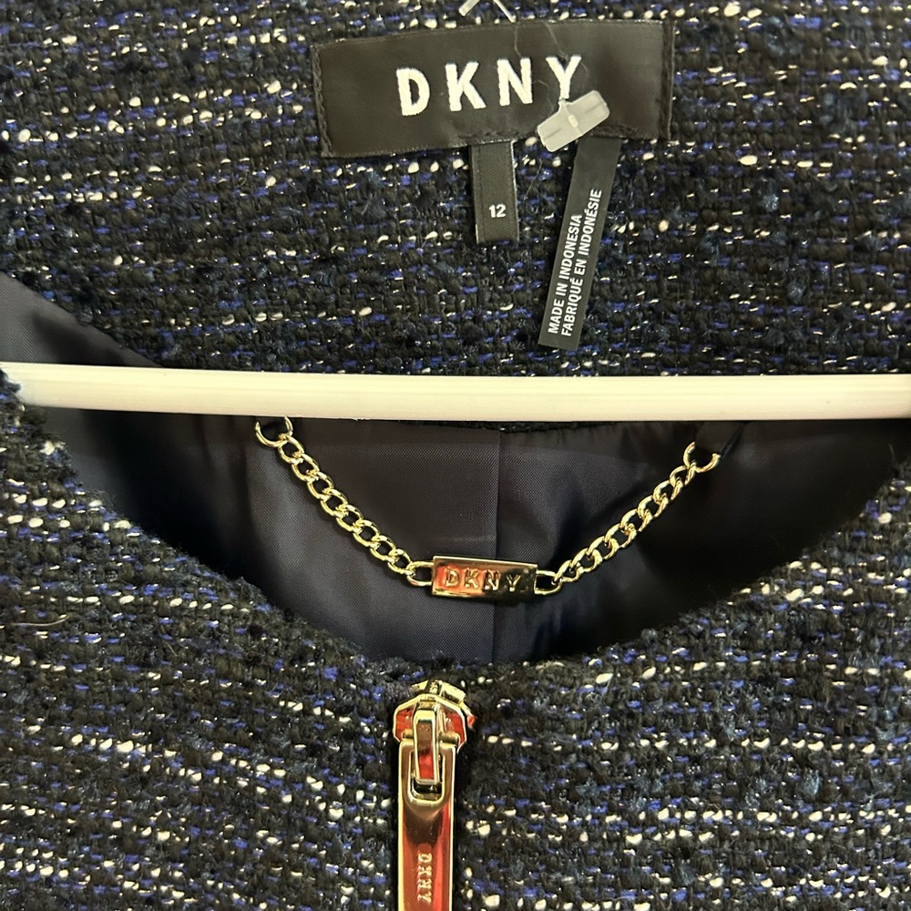 DKNY Navy Blazer Tailored Hip-Length - Picture 3 of 6
